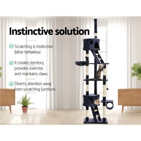 i.Pet Cat Tree 260cm Trees Scratching Post Scratcher Tower Condo House Furniture Wood Blue