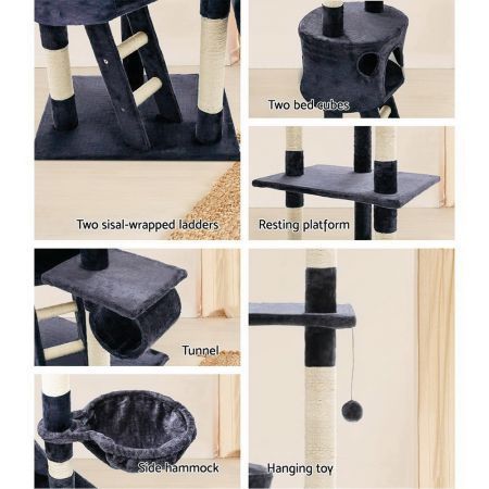 i.Pet Cat Tree 260cm Trees Scratching Post Scratcher Tower Condo House Furniture Wood Blue