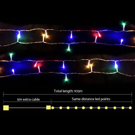 Jingle Jollys Christmas Lights 500 LED 100M String Light Multi-coloured Decora