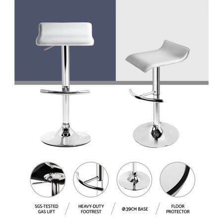 Artiss 2x Bar Stools Adjustable Gas Lift Chairs White