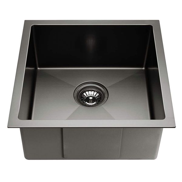 Cefito 44cm x 44cm Stainless Steel Kitchen Sink Under/Top/Flush Mount Black