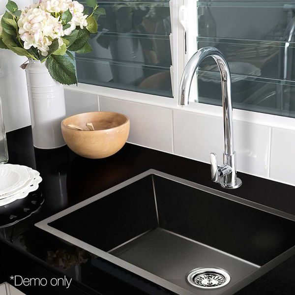 Cefito 60cm x 45cm Stainless Steel Kitchen Sink Under/Top/Flush Mount Black