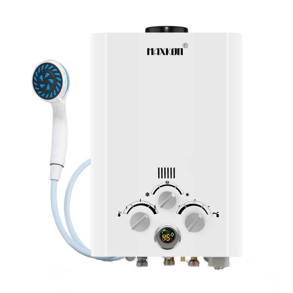 MAXKON 520L/Hr Portable 10 in 1 Outdoor Gas LPG Instant Shower Water Heater - White