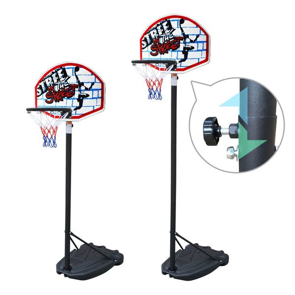 Adjustable 1.4m-1.9m Portable Kids Basketball Hoop System Stand  w/Cover