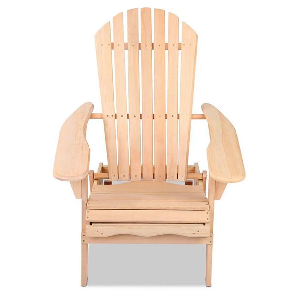 Gardeon Adirondack Outdoor Chairs Wooden Sun Lounge Patio Furniture Garden Natural