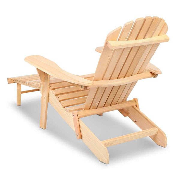 Gardeon Adirondack Outdoor Chairs Wooden Sun Lounge Patio Furniture Garden Natural