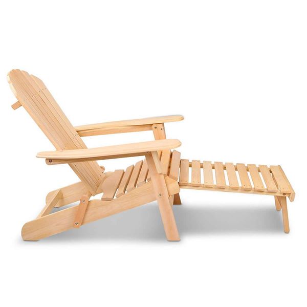 Gardeon Adirondack Outdoor Chairs Wooden Sun Lounge Patio Furniture Garden Natural