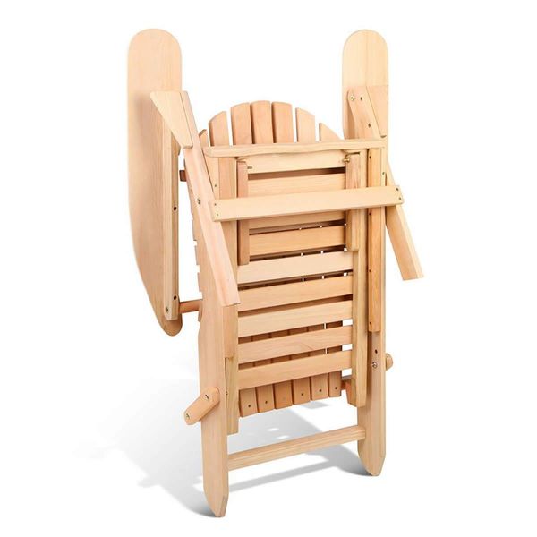 Gardeon Adirondack Outdoor Chairs Wooden Sun Lounge Patio Furniture Garden Natural