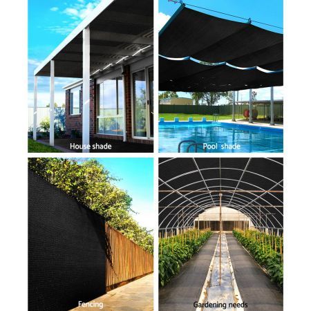 Instahut 90% Shade Cloth 3.66x10m Shadecloth Sail Heavy Duty Black