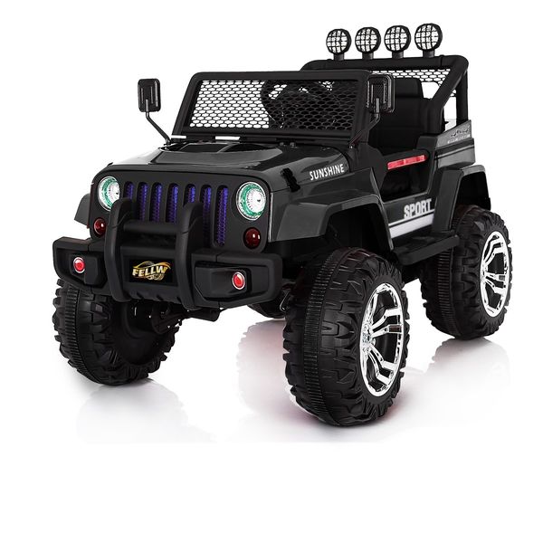 Kids Electric Car Remote Control Ride on Truck Jeep Off Road w/Built-in Songs - Black