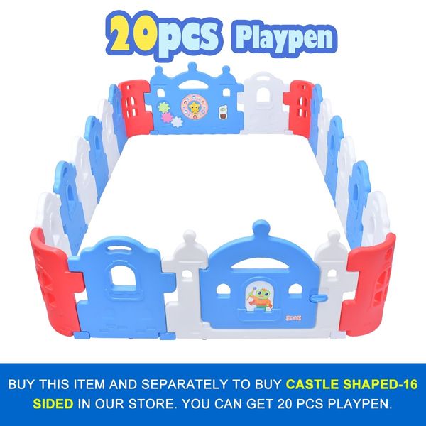 ABST Castle Design Baby Playpen Panel Extension Kids Safty Play Room - 4 Pcs