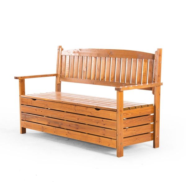 1.5M 3 Seat Wooden Outdoor Garden Storage Bench Chair Box Chest Furniture Timber