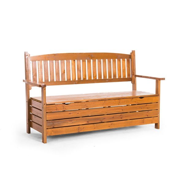 1.5M 3 Seat Wooden Outdoor Garden Storage Bench Chair Box Chest Furniture Timber