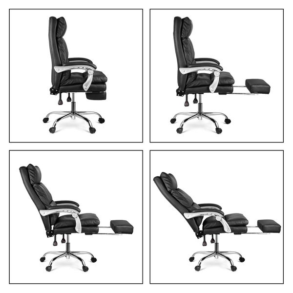 Executive Office Chair Ergonomic Reclining PU Leather Computer Seat w/Footrest