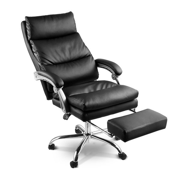 Executive Office Chair Ergonomic Reclining PU Leather Computer Seat w/Footrest