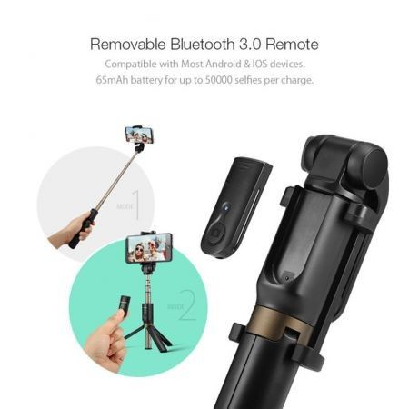 3 in 1 Bluetooth Monopod Tripod Selfie Stick Remote 360 degree Rotation iOS Android