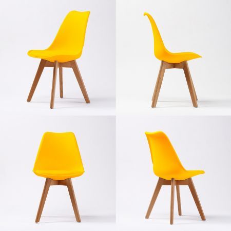 2X Retro Dining Cafe Chair Padded Seat YELLOW