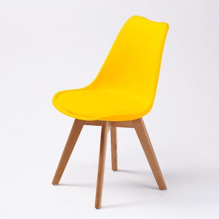 2X Retro Dining Cafe Chair Padded Seat YELLOW