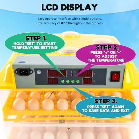 Eggs Digital Hatch Incubator Chicken Quail 104 Eggs Tray