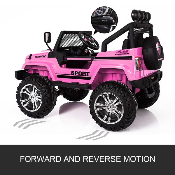 Kids Ride on Car Remote Control Electric Off Road Truck Jeep w/Built-in Songs - Pink