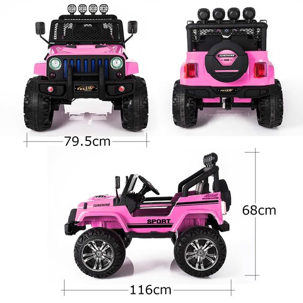 Kids Ride on Car Remote Control Electric Off Road Truck Jeep w/Built-in Songs - Pink