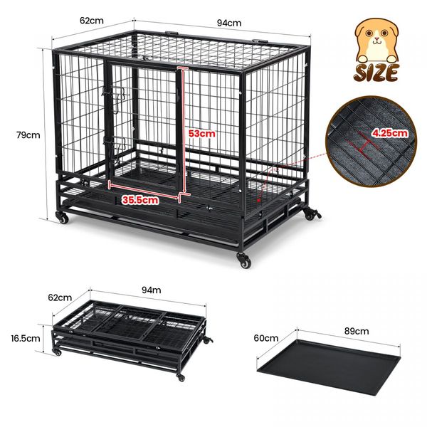 Dog Crate Kennel House Rabbit Hutch Cat Pet Cage Playpen Furniture Puppy Bunny Enclosure Carrier Foldable with Lockable Wheels