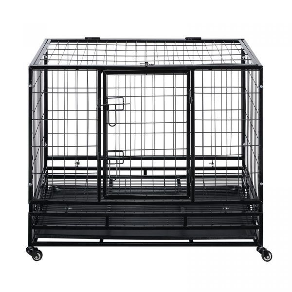 Dog Crate Kennel House Rabbit Hutch Cat Pet Cage Playpen Furniture Puppy Bunny Enclosure Carrier Foldable with Lockable Wheels