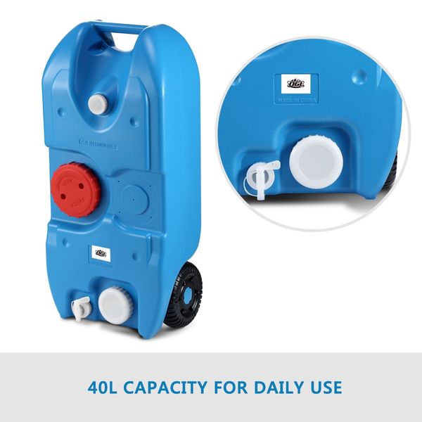 40L Portable Wheel Water Tank Outdoor Camping Caravan Motorhome Storage Container Mobile Blue