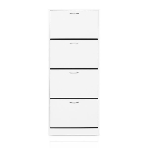 60 Pair Shoe Cabinet 4 Rack Wooden Home Footwear Storage Stand - White