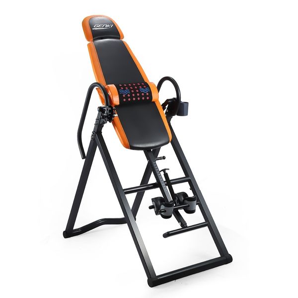 Adjustable Inversion Table Foldable Massage Gravity Back Inverter w/PVC Mat &amp; Heavy-Duty Steel Frame