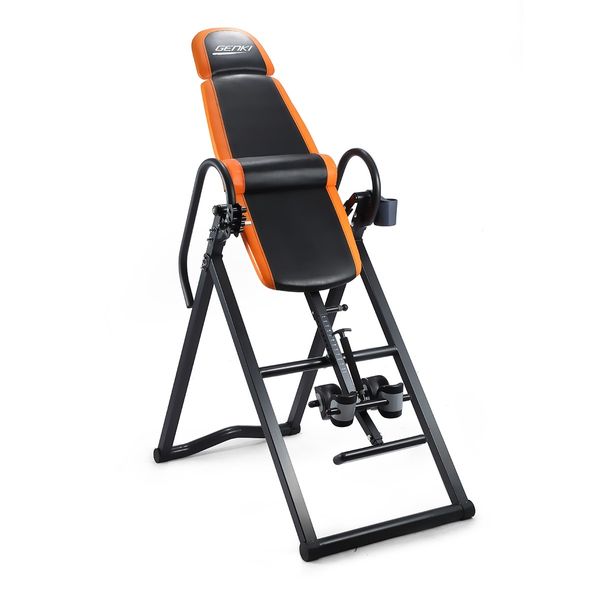 Adjustable Inversion Table Foldable Gravity Back Stretcher Inverter w/PVC Mat &amp; Heavy - Duty Steel Frame