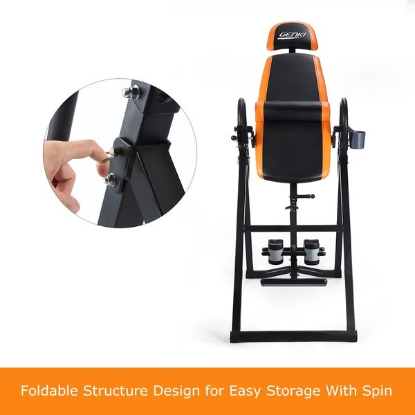 Adjustable Inversion Table Foldable Gravity Back Stretcher Inverter w/PVC Mat &amp; Heavy - Duty Steel Frame