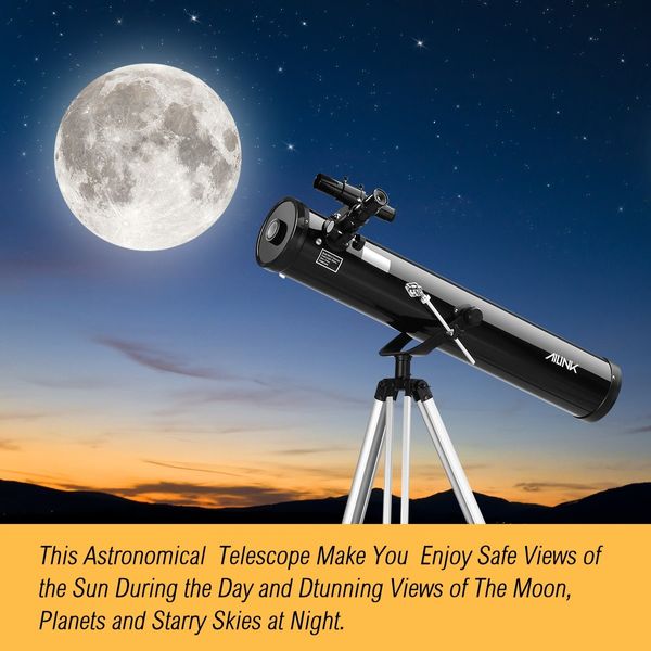 Astronomical Telescope Aperture 114mm 675x Zoom w/ Tripod - Black 