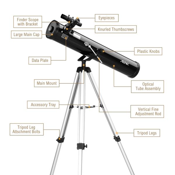 Astronomical Telescope Aperture 114mm 675x Zoom w/ Tripod - Black 