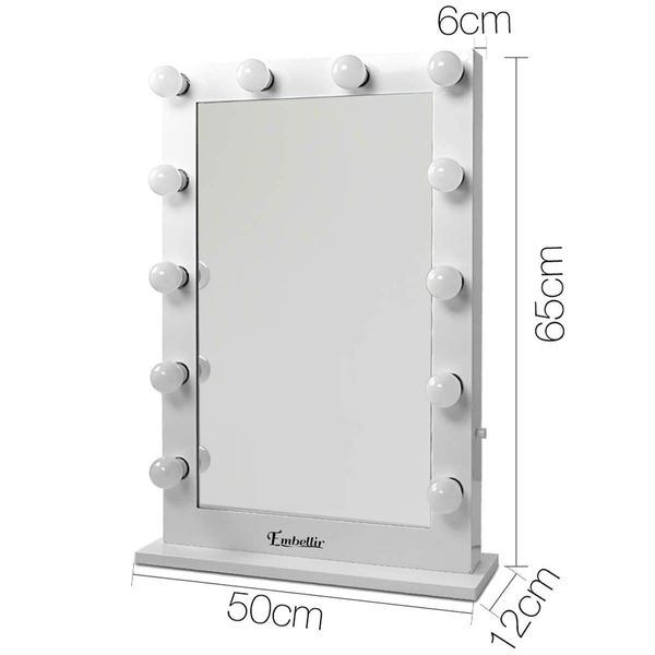 Makeup Mirror Frame with LED Lights 65x60cm - White