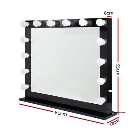 Makeup Mirror Frame with LED Lights 65x80cm - Black