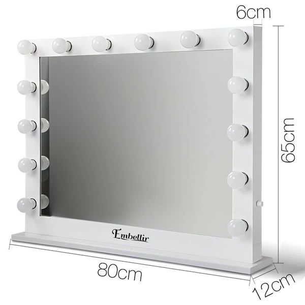 Makeup Mirror Frame with LED Lights 65x80cm - White