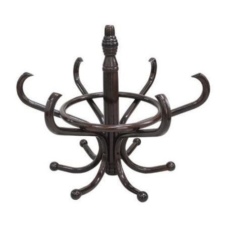 Coat Stand with 12 Hooks - Tree Style with Base Ring for Umbrellas - Walnut