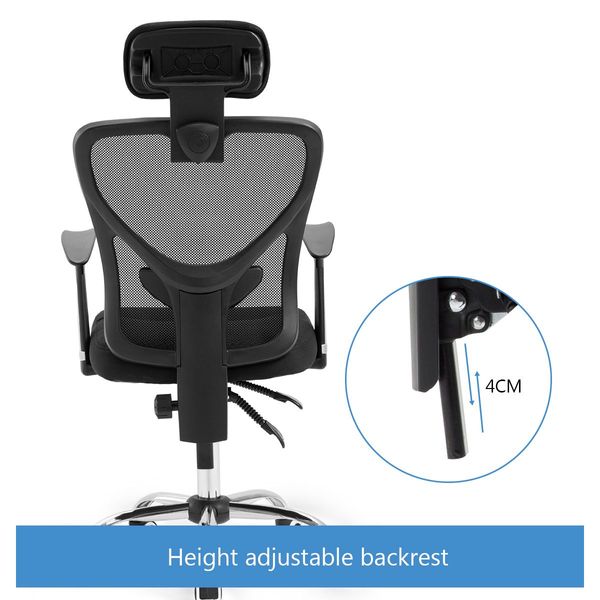 Adjustable Breathable Ergo Mesh Office Computer Chair w/ Lumbar Support - Black