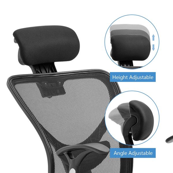 Adjustable Breathable Ergo Mesh Office Computer Chair w/ Lumbar Support - Black