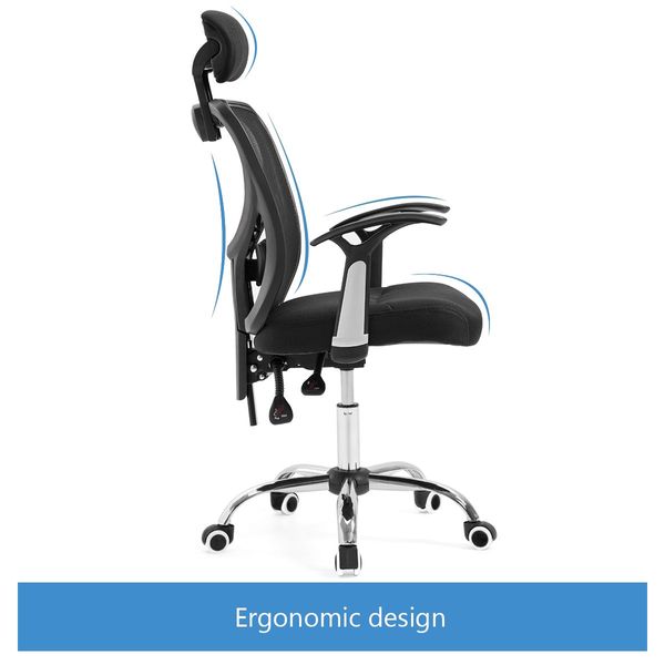 Adjustable Breathable Ergo Mesh Office Computer Chair w/ Lumbar Support - Black