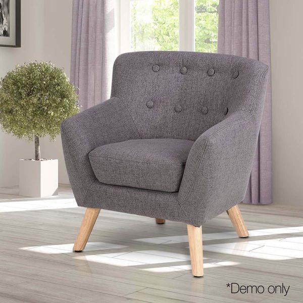 Keezi Kids Sofa Armchair Grey Linen Lounge Nordic French Couch Children Room