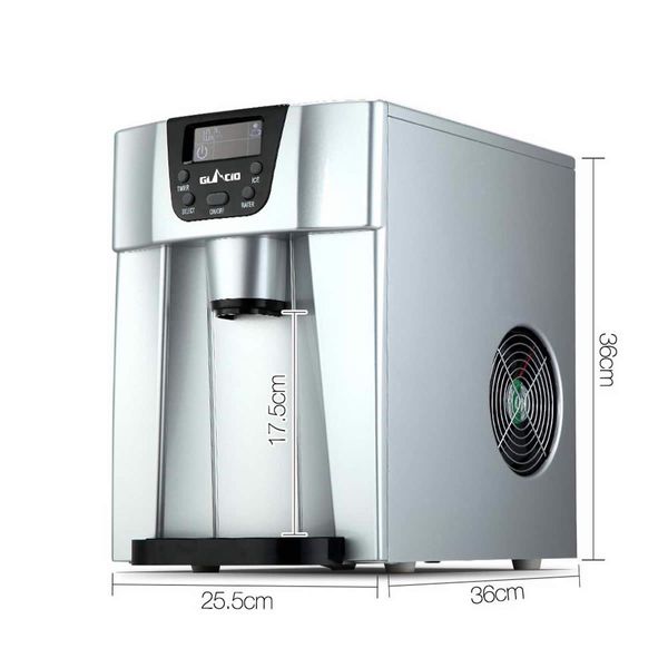 Portable Water and Ice Dispenser with LCD Digital Display Screen - Silver