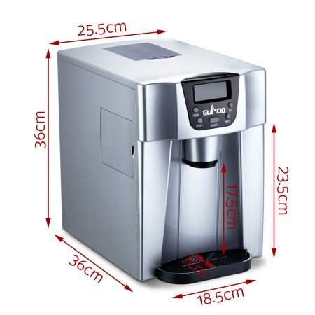 Portable Water and Ice Dispenser with LCD Digital Display Screen - Silver