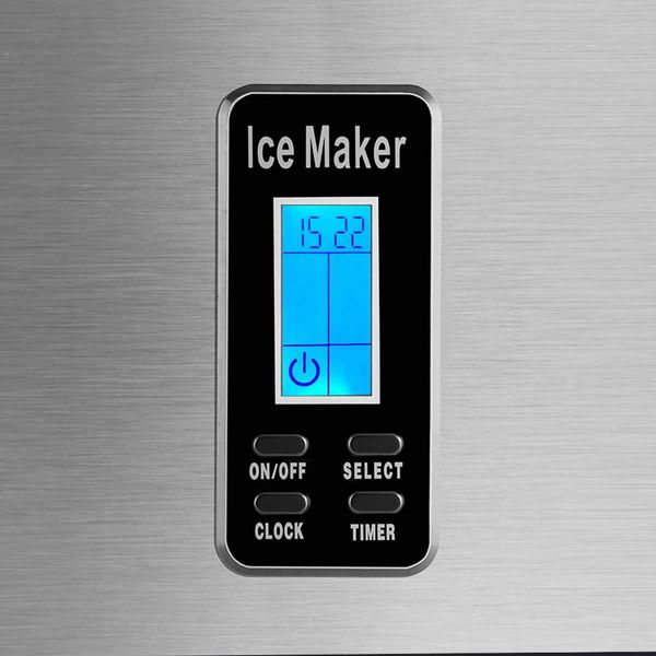 Portable Ice Cube Maker with LCD Digital Display Screen - Silver