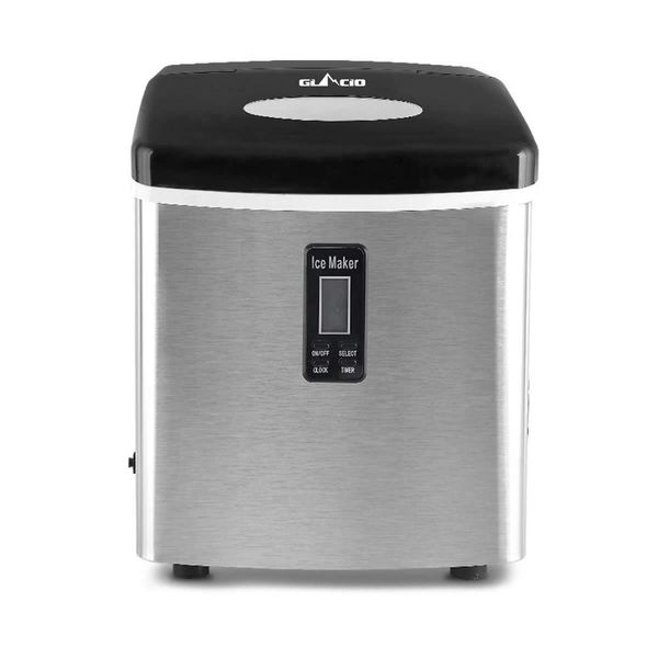 Portable Ice Cube Maker with LCD Digital Display Screen - Silver