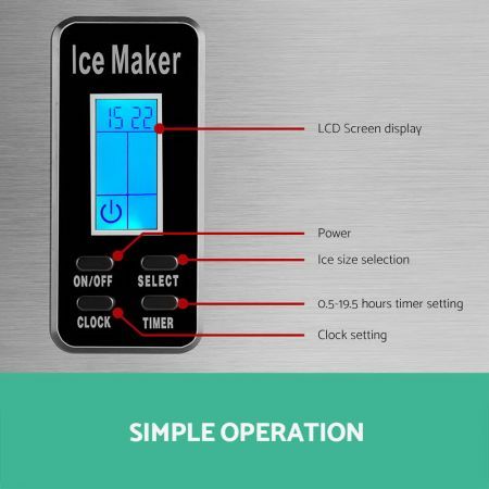 Portable Ice Cube Maker with LCD Digital Display Screen - Silver