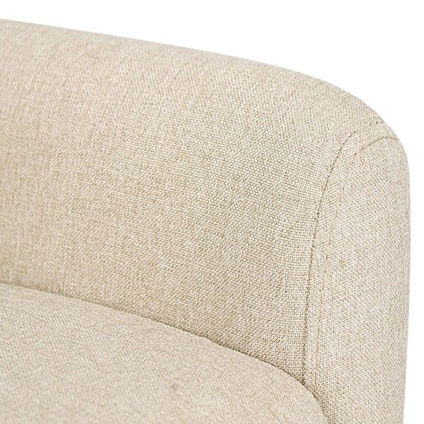 Fabric Dining Armchair with Wood Legs - Beige