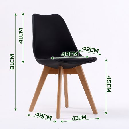 4X Retro Dining Cafe Chair Padded Seat BLACK