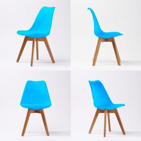 2X Retro Dining Cafe Chair Padded Seat BLUE